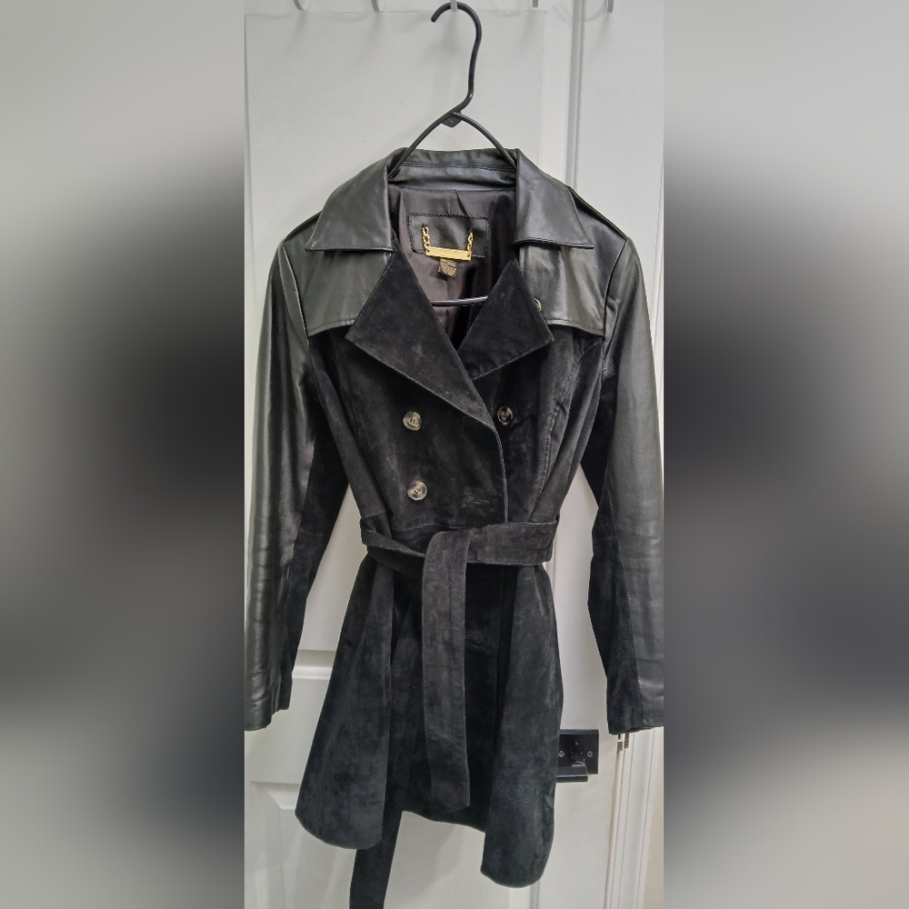 IMAN Black Double-Breasted Trench Coat